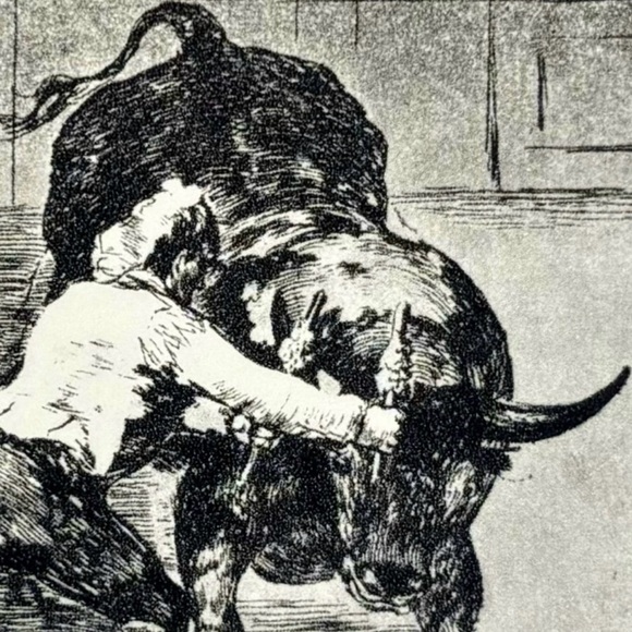 MARTINCHO USES BANDERILLAS Original Antique Vintage Fine Art GOYA Spain Print - Picture 3 of 7